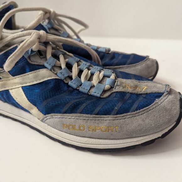 GREAT CONDITION Blue EUC Polo Sport X-67 sneakers Women's Size 6.5 - Picture 6 of 15